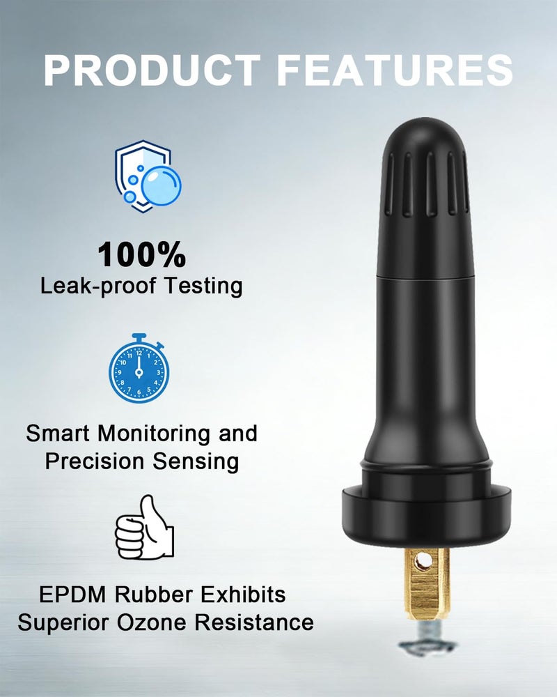 Riseuvo رايزوفو 50 قطعة صمامات مطاطية TPMS 20008 - بديل قابل للتثبيت لمستشعرات TPMS، يناسب ثقب الحافة 0.453" للسيارات والشاحنات وSUVs - Image 4